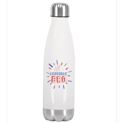 All American Bro Brother Matching Family 4th Of July Holiday Gift Stainless Steel Insulated Water Bottle