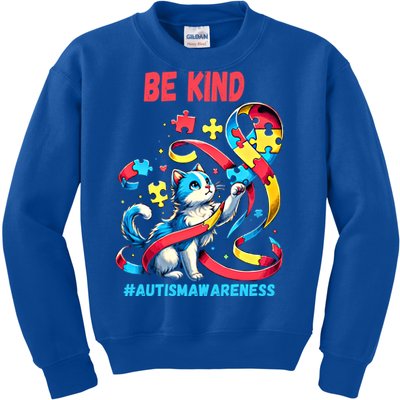 Autism Awareness Be Kind Cat Gift Kids Sweatshirt