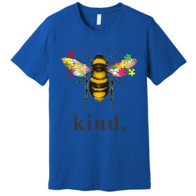 Autism Awareness Bee Kind Puzzle Pieces Gift Meaningful Gift Premium T-Shirt