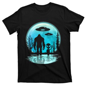 Alien And Bigfoot Moon T-Shirt