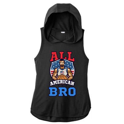 All American Bro Design 4th Of July Basketball Great Gift Ladies PosiCharge Tri-Blend Wicking Draft Hoodie Tank