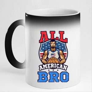 All American Bro Design 4th Of July Basketball Great Gift 11oz Black Color Changing Mug