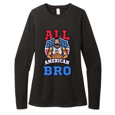 All American Bro Design 4th Of July Basketball Great Gift Womens CVC Long Sleeve Shirt