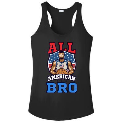 All American Bro Design 4th Of July Basketball Great Gift Ladies PosiCharge Competitor Racerback Tank