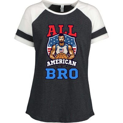 All American Bro Design 4th Of July Basketball Great Gift Enza Ladies Jersey Colorblock Tee