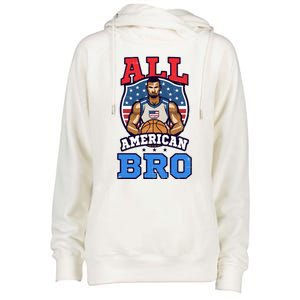 All American Bro Design 4th Of July Basketball Great Gift Womens Funnel Neck Pullover Hood