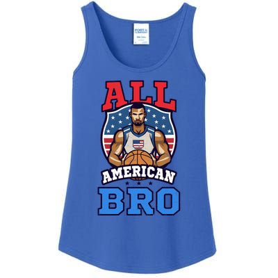 All American Bro Design 4th Of July Basketball Great Gift Ladies Essential Tank