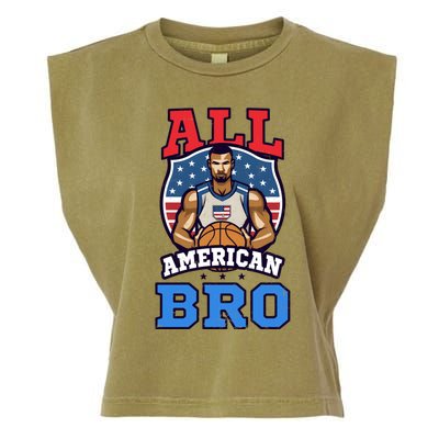 All American Bro Design 4th Of July Basketball Great Gift Garment-Dyed Women's Muscle Tee