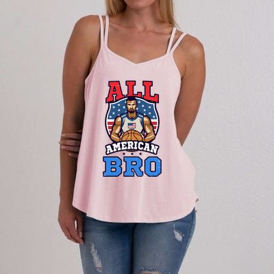 All American Bro Design 4th Of July Basketball Great Gift Women's Strappy Tank