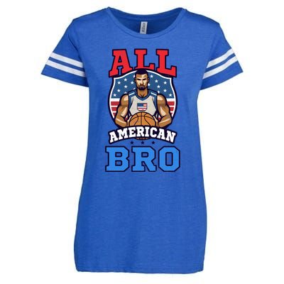 All American Bro Design 4th Of July Basketball Great Gift Enza Ladies Jersey Football T-Shirt