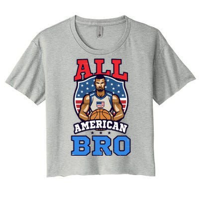 All American Bro Design 4th Of July Basketball Great Gift Women's Crop Top Tee