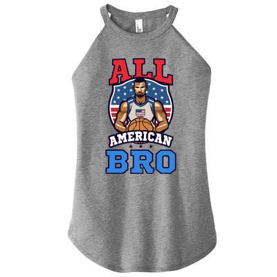 All American Bro Design 4th Of July Basketball Great Gift Women's Perfect Tri Rocker Tank