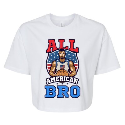 All American Bro Design 4th Of July Basketball Great Gift Bella+Canvas Jersey Crop Tee