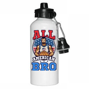 All American Bro Design 4th Of July Basketball Great Gift Aluminum Water Bottle