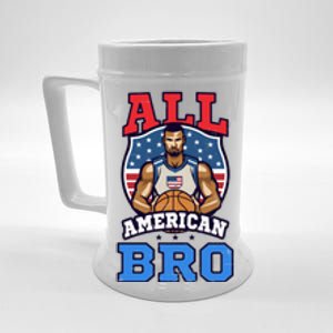 All American Bro Design 4th Of July Basketball Great Gift Beer Stein