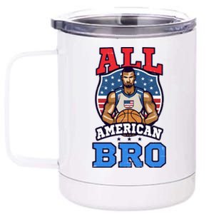 All American Bro Design 4th Of July Basketball Great Gift 12 oz Stainless Steel Tumbler Cup