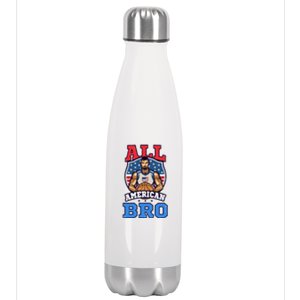 All American Bro Design 4th Of July Basketball Great Gift Stainless Steel Insulated Water Bottle