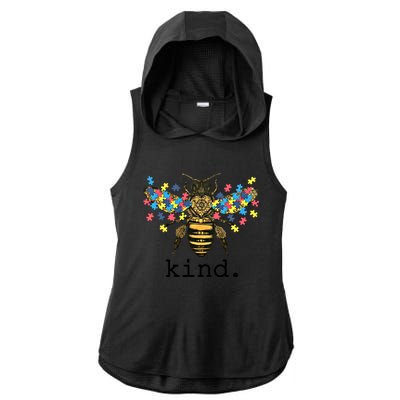 Autism Awareness Bee Kind Puzzle Pieces For Autistic Support Cool Gift Ladies PosiCharge Tri-Blend Wicking Draft Hoodie Tank