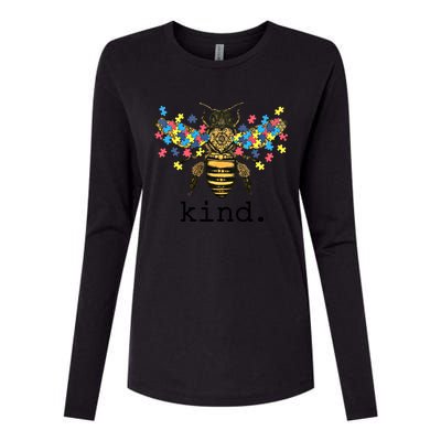 Autism Awareness Bee Kind Puzzle Pieces For Autistic Support Cool Gift Womens Cotton Relaxed Long Sleeve T-Shirt