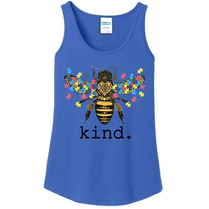 Autism Awareness Bee Kind Puzzle Pieces For Autistic Support Cool Gift Ladies Essential Tank