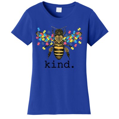 Autism Awareness Bee Kind Puzzle Pieces For Autistic Support Cool Gift Women's T-Shirt