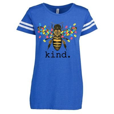 Autism Awareness Bee Kind Puzzle Pieces For Autistic Support Cool Gift Enza Ladies Jersey Football T-Shirt