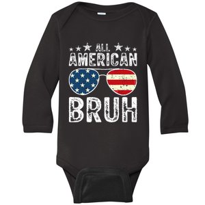 All American Bruh Funny 4th Of July Boy Fourth Baby Long Sleeve Bodysuit