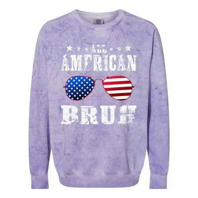 All American Bruh 4th Of July Boy Patriotic Colorblast Crewneck Sweatshirt