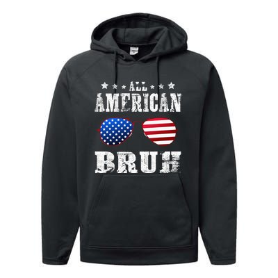 All American Bruh 4th Of July Boy Patriotic Performance Fleece Hoodie