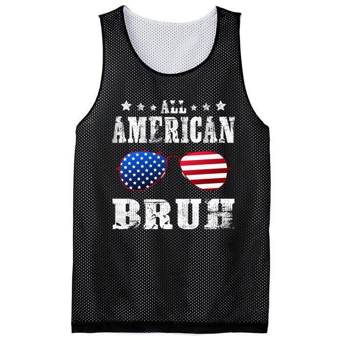 All American Bruh 4th Of July Boy Patriotic Mesh Reversible Basketball Jersey Tank