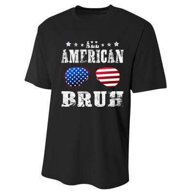 All American Bruh 4th Of July Boy Patriotic Performance Sprint T-Shirt