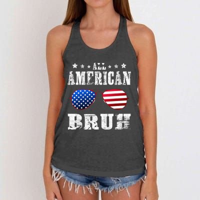 All American Bruh 4th Of July Boy Patriotic Women's Knotted Racerback Tank