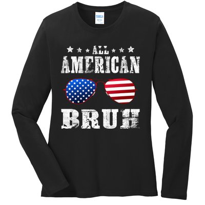 All American Bruh 4th Of July Boy Patriotic Ladies Long Sleeve Shirt