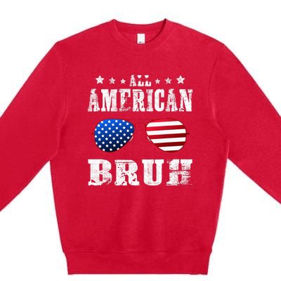 All American Bruh 4th Of July Boy Patriotic Premium Crewneck Sweatshirt