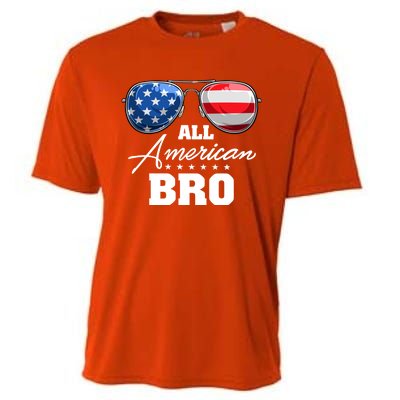 All American Bro Brother Usa Flag Sunglasses 4th Of July Gift Cooling Performance Crew T-Shirt