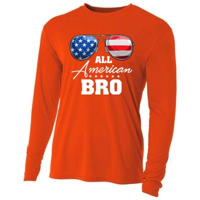 All American Bro Brother Usa Flag Sunglasses 4th Of July Gift Cooling Performance Long Sleeve Crew