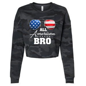 All American Bro Brother Usa Flag Sunglasses 4th Of July Gift Cropped Pullover Crew