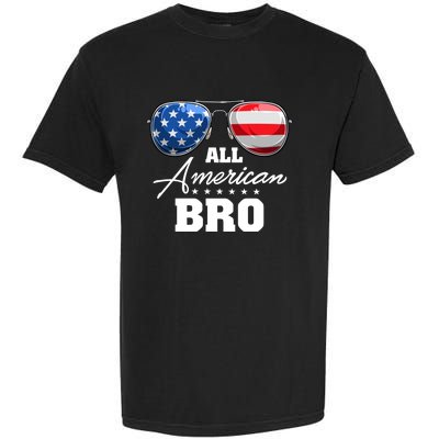 All American Bro Brother Usa Flag Sunglasses 4th Of July Gift Garment-Dyed Heavyweight T-Shirt