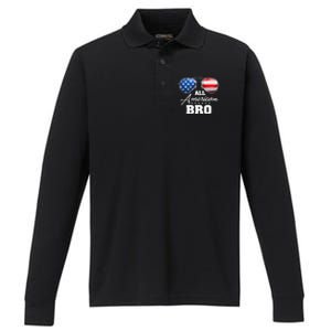 All American Bro Brother Usa Flag Sunglasses 4th Of July Gift Performance Long Sleeve Polo