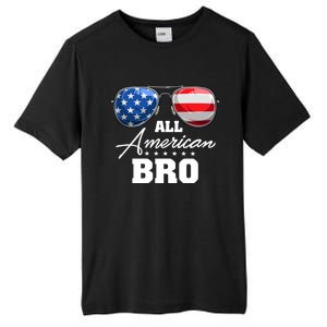 All American Bro Brother Usa Flag Sunglasses 4th Of July Gift Tall Fusion ChromaSoft Performance T-Shirt