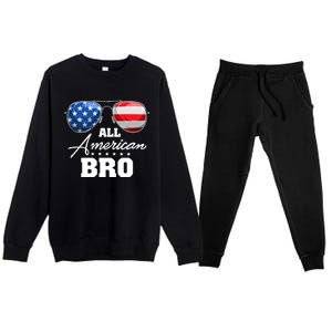 All American Bro Brother Usa Flag Sunglasses 4th Of July Gift Premium Crewneck Sweatsuit Set