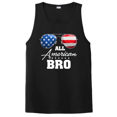 All American Bro Brother Usa Flag Sunglasses 4th Of July Gift PosiCharge Competitor Tank