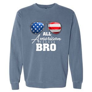 All American Bro Brother Usa Flag Sunglasses 4th Of July Gift Garment-Dyed Sweatshirt