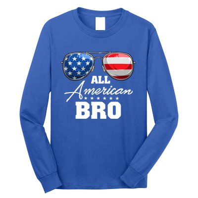 All American Bro Brother Usa Flag Sunglasses 4th Of July Gift Long Sleeve Shirt