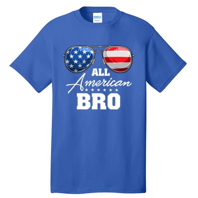 All American Bro Brother Usa Flag Sunglasses 4th Of July Gift Tall T-Shirt