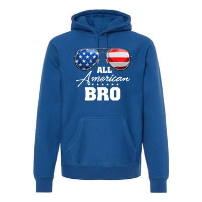 All American Bro Brother Usa Flag Sunglasses 4th Of July Gift Premium Hoodie