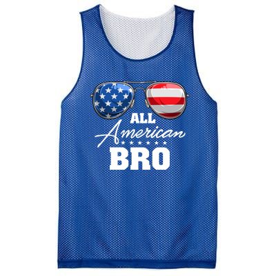 All American Bro Brother Usa Flag Sunglasses 4th Of July Gift Mesh Reversible Basketball Jersey Tank