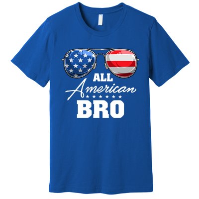 All American Bro Brother Usa Flag Sunglasses 4th Of July Gift Premium T-Shirt