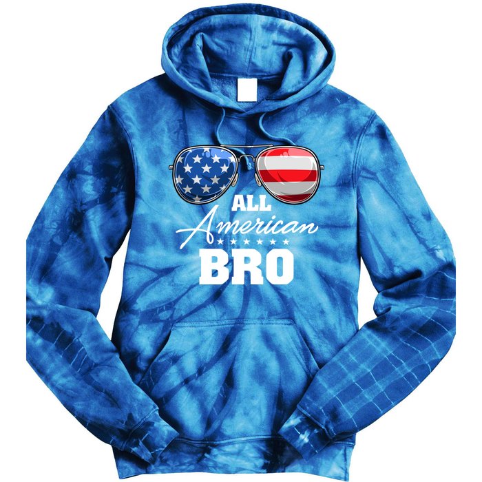 All American Bro Brother Usa Flag Sunglasses 4th Of July Gift Tie Dye Hoodie