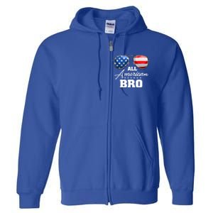 All American Bro Brother Usa Flag Sunglasses 4th Of July Gift Full Zip Hoodie